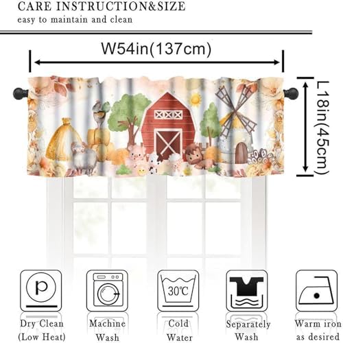 Kids Farm Animals Window Valance, Cartoon Rustic Farm Animal Funny Farmhouse - Image 2