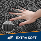 Chenille Bathroom Rug 20"x32" Dark Gray, Non-Slip Plush Bath Mat - Image 3