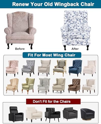 CRFATOP Wingback Chair Covers Wing Armchair Slipcovers - Image 4