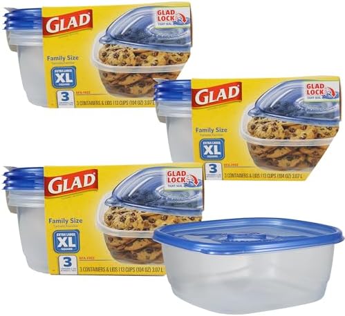 Glad GladWare XL Square Food Storage Containers, 104 Oz by GladTrashFoodStorage