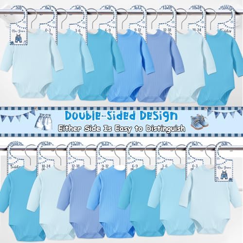 Baby Closet Dividers 8PCS, Denim Themed Wooden Double-Sided Clothes Size - Image 2