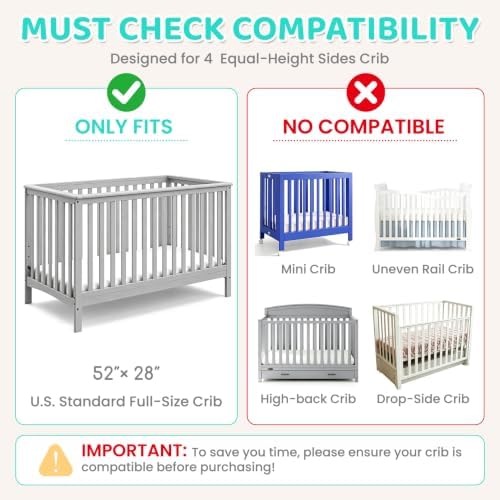 Full Size Cribs 3-in-1 Breathable Mesh Crib Liner, Teething Rail Cover & Crib - Image 2