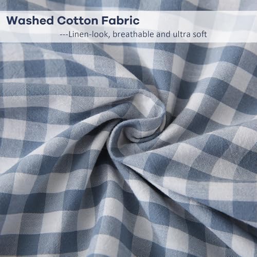 2 Pack Dust Blue Gingham Lumbar Throw Pillow Shams 12''x20'' - Image 6