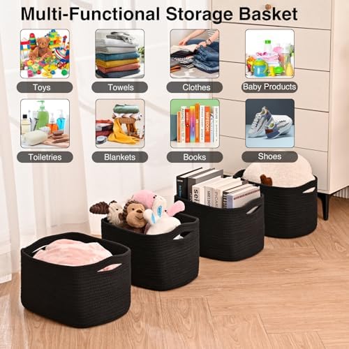 ICERZCZ Black Storage Baskets for Shelves, Small Storage Baskets for Organizing - Image 4