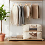 Blanket Storage Bags 70L Canvas Closet Organizers Clothes Container 2 Pack - Image 5