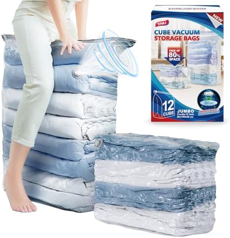 TAILI 12 Pack Cube Vacuum Storage Bags, Jumbo Size by TAILI