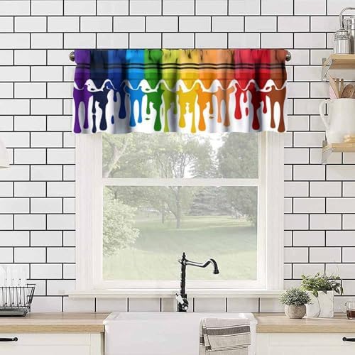 Kids Valances Curtains Colorful Wax Crayons Pattern Window Treatment Valances - Image 4