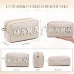 Sanwuta Seersucker Cosmetic Bags Mama Bag Chenille Letter Seersucker Makeup - Image 2