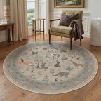 BESBLEE 5FT Round Rug for Bedroom, Washable Animal Non Slip by BESBLEE