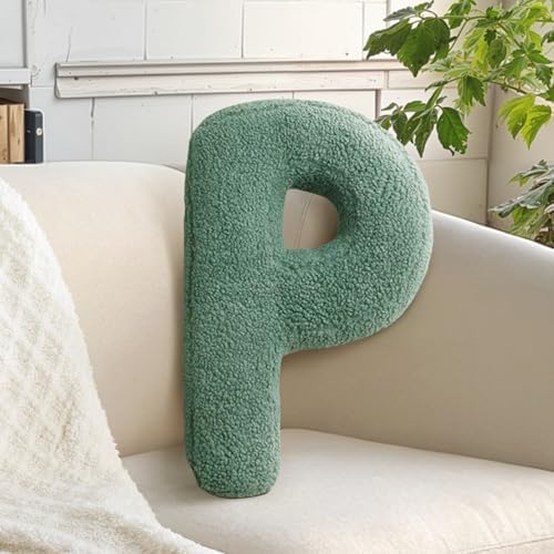 Green Letter Pillow Soft Couch Decorative Alphabet Cushion Boys Girls Gifts by huraty