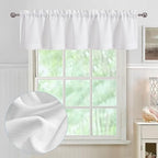 Chyhomenyc White Valance for Windows Faux Linen 14 inch, 1 Panel - Image 2