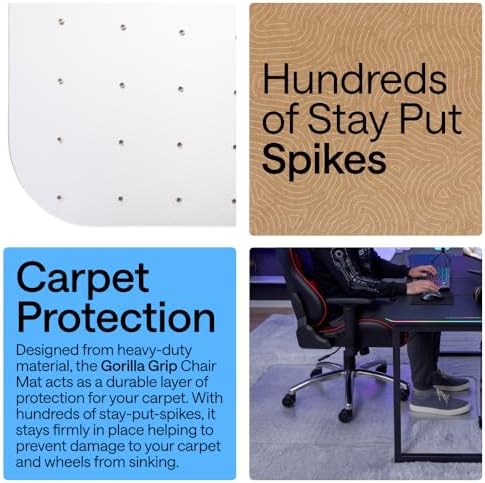 GORILLA GRIP Office Chair Mat for Carpet Floors, Heavy Duty 29x47 Clear Lip - Image 3