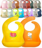 2-Pack Waterproof Silicone Baby Bib Lightweight Comfortable Easy-Wipe Clean by YMCF+Products
