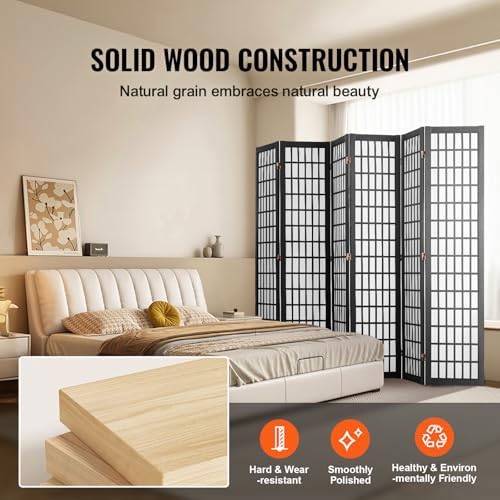 VEVOR Room Divider, 6 Panel Japanese Room Divider, Folding Privacy Screen Indoor - Image 5