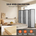 VEVOR Room Divider, 6 Panel Japanese Room Divider, Folding Privacy Screen Indoor - Image 5