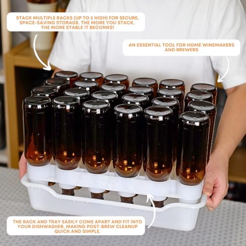 24-Bottle Wine Bottle Drying Rack | Stackable | White - Image 7