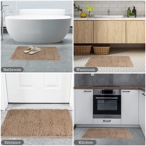 Yeaban Chenille Taupe Bathroom Rug 24"x36", Non-Slip Rubber Backing - Image 6