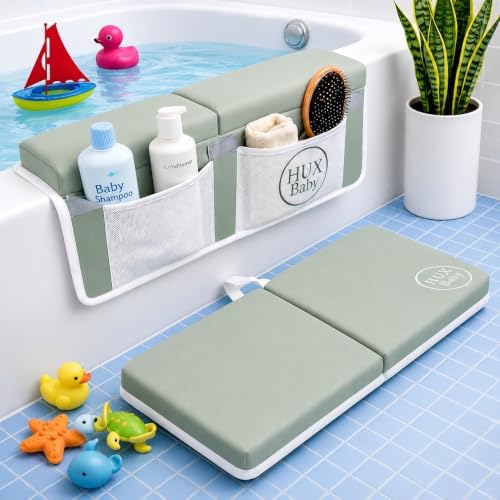 Comfortable Baby Bath Kneeler and Elbow Rest Pad Set, Non-Slip Bathtub Kneeling by HUX+Baby