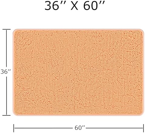 Yeaban Chenille Peach Bathroom Rug 36"x60", Non-Slip Rubber Backing - Image 2
