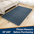 Chenille Bathroom Rug 40"x60" Blue, Large Plush Bath Mat - Image 2