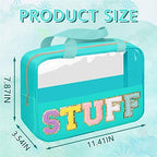 Chenille Letter Patch Stuff Bag, Preppy Clear Makeup Cosmetic Bag Large - Image 2