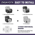 ZNSAYOTX Stretch Velvet Recliner Cover 4-Pieces, Thick Soft Recliner Chair - Image 7