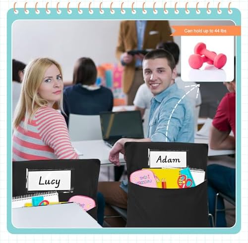 24 Pack Chair Pockets for Classrooms, 18 x 20 Inch Seat Sacks - Image 7