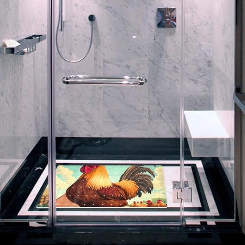 Shower Mat Non Slip, Fram Chicken Rooster Anti Slip Bath Mat - Image 6