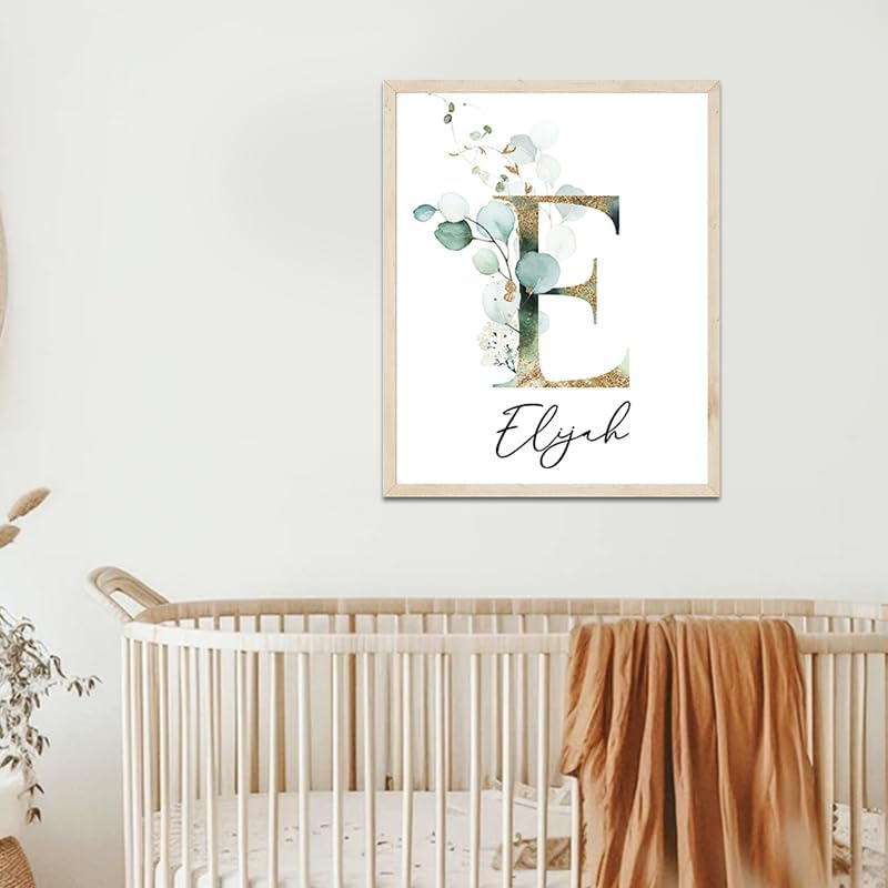 Personalized Eucalyptus Wooden Name Sign, Floral Monogram Nursery Decor - Image 3