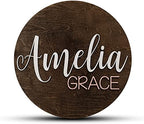 Custom Round Nursery Name Sign, Personalized Wooden Wall Plaque, Baby Shower by HickoryHollowDesigns