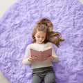 OLANLY Light Purple Round Rugs for Bedroom by OLANLY