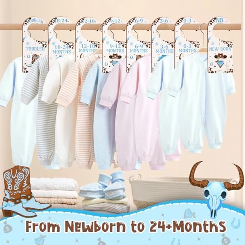 Baby Closet Dividers 8PCS, Western Cowboy Theme Wooden Double-Sided Clothes - Image 4