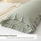 Sage Green White Gingham Ruffle Body Pillow Cover 20"x54" - Image 6