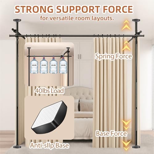 Room Divider No Drilling Curtain Rod Wall Divider - Image 3