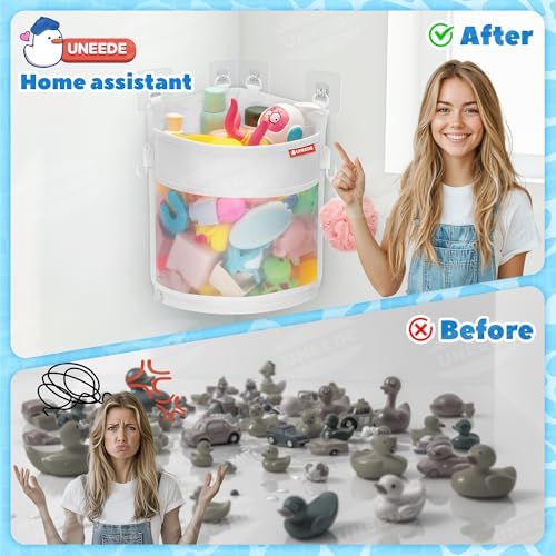 UNEEDE 3.5 Gallons Corner Mounted Versatile Bath Toy Organizer - Image 2