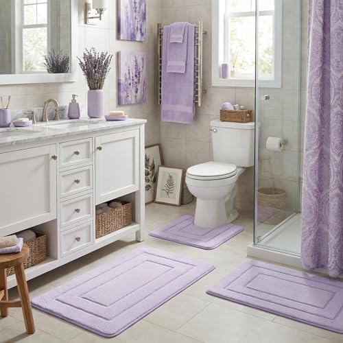 GRANNY SAYS Lilac Bathroom Rugs Set 3 Piece, Soft Microfiber Bath Mats - Image 4