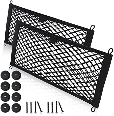 Small Cargo Net for Car Trunk Storage, 2 Pack Elastic Mesh Net Pocket Organizer by MOJIOO