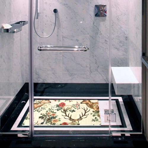 Bathtub Mat Non Slip 26.8x15.1In, Florals Deer Bath Mat - Image 6