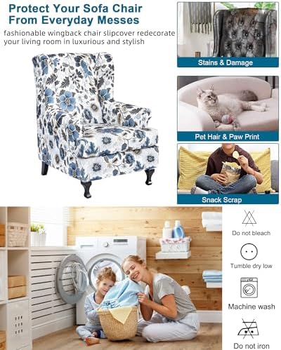 CRFATOP Wingback Chair Covers Wing Armchair Slipcovers - Image 5