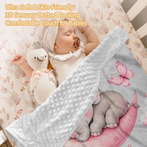 Custom Baby Girl Minky Crib Bedding Set, Elephant Bedding 3 Pcs Set - Image 2