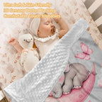 Custom Baby Girl Minky Crib Bedding Set, Elephant Bedding 3 Pcs Set - Image 2