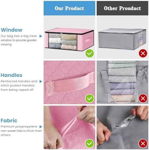 HomeHacks 3-Pack Clothes Organizer Storage Bags, 35L Storage Bins - Image 5