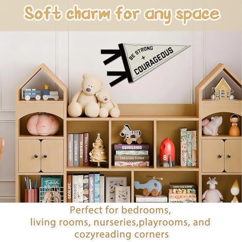 Boys Room Decor, Be Strong and Courageous Felt Banners Flags - Image 2