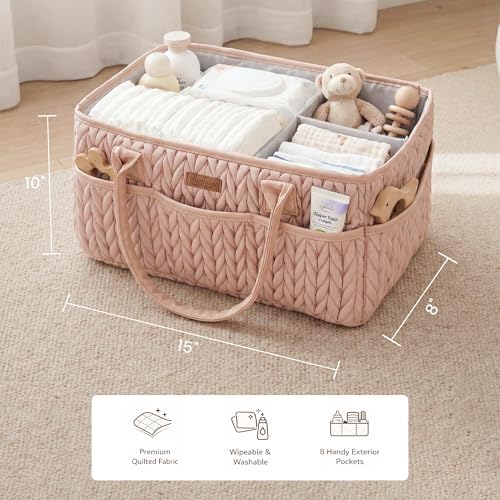 Konssy Baby Diaper Caddy Organizer, Braided Quilted Design - Image 5
