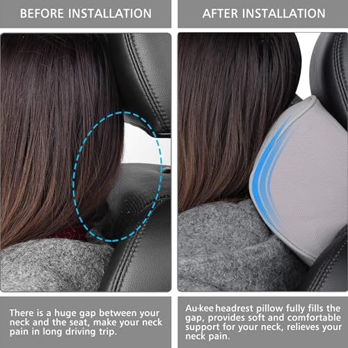 Aukee Memory Foam Car Neck Pillow Soft Leather Car Headrest - Image 3