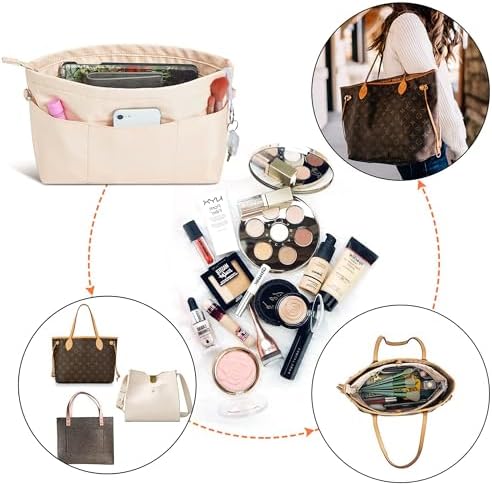 Vercord Premium Nylon Purse Organizer Tote Handbag Insert Organizers Bag in Bag - Image 6