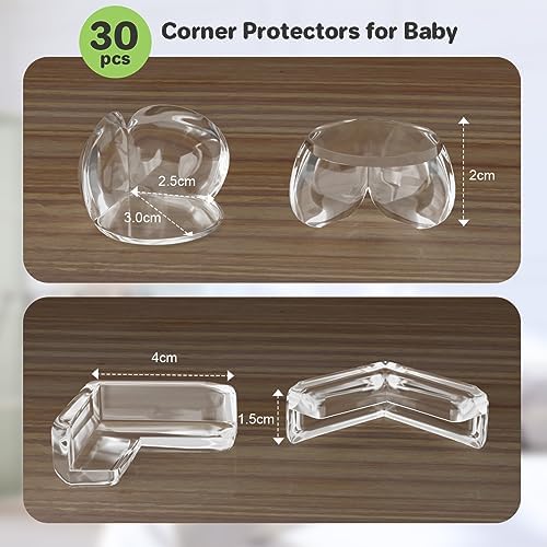 30 Pcs Clear Baby Corner Protectors, L-Shaped & Spherical Baby Proof Guards - Image 4