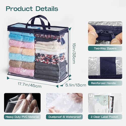 10 Pack Clear Storage Bags for Clothes, 22L Blanket Storage Bags, Under Bed - Image 2