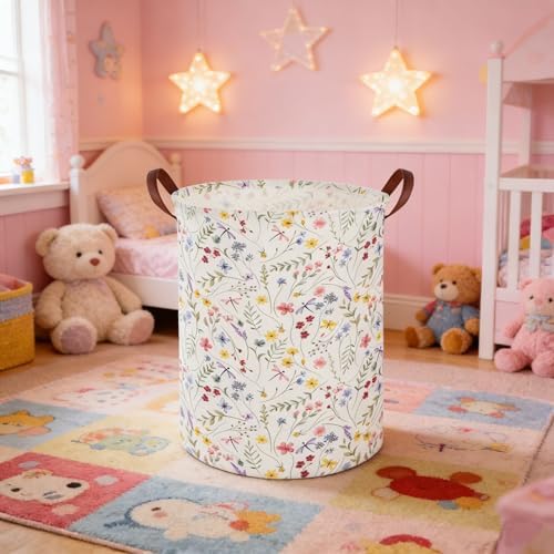 Flower Laundry Hamper, Nursery Hampers, Waterproof folding Boho Flower Plants - Image 3