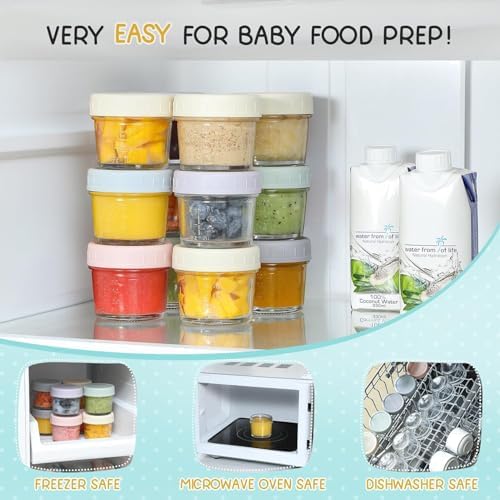VITEVER 12Pack Glass Baby Food Storage Containers - 4 oz Baby Food Storage Jars - Image 4